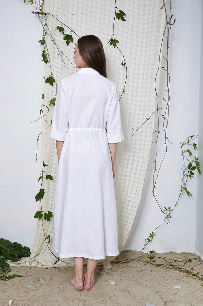 Сукня біла лляна з рунами (П 82)